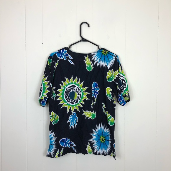 Venus Tropical Print Button Down T-Shirt Sz M - Picture 6 of 6